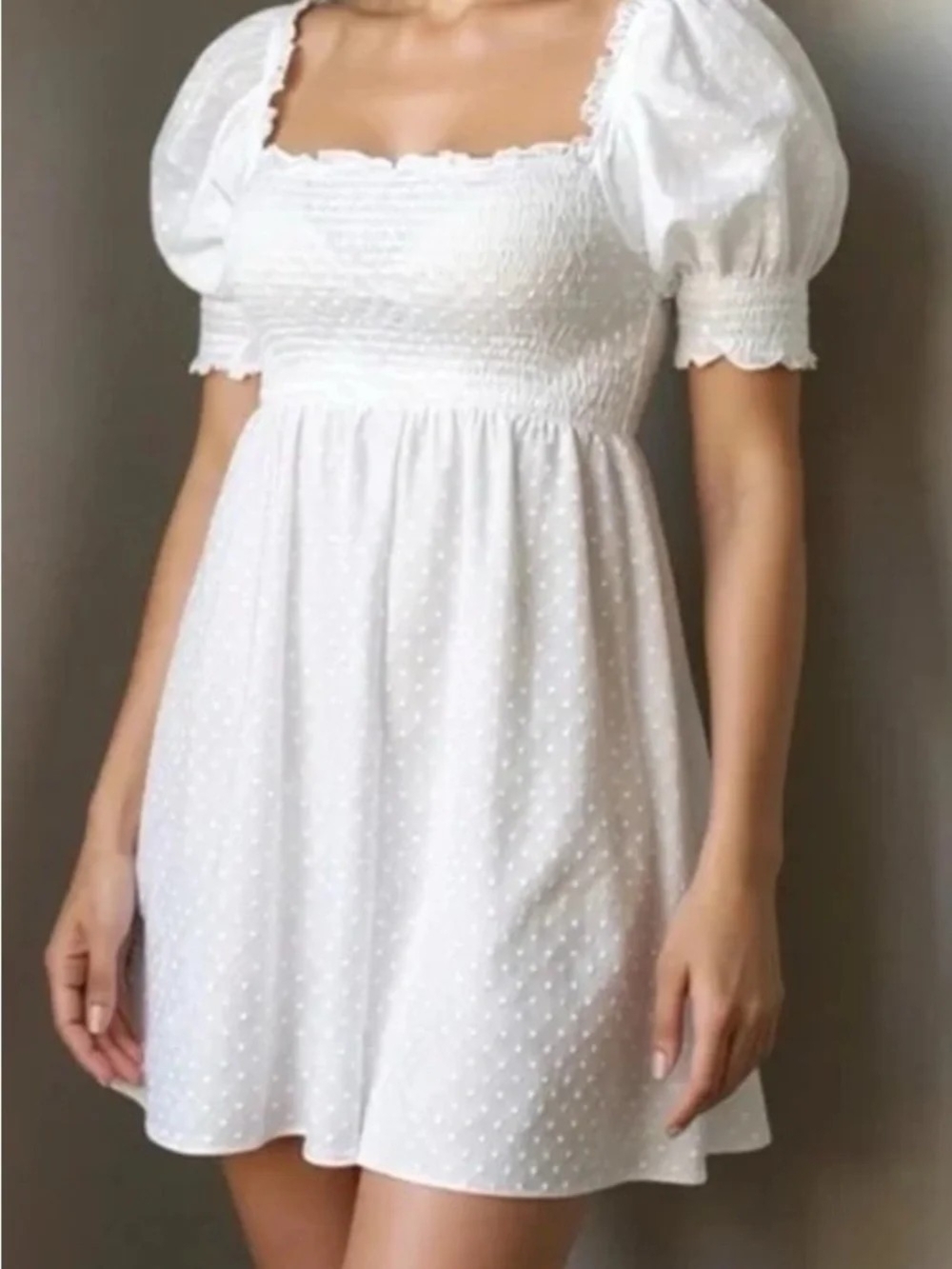 Hill House White Swiss Dot Athena Mini Dress